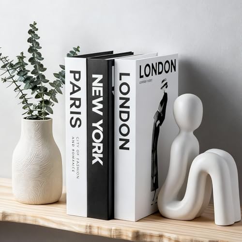 Faux Decorative Book Set of 3, Modern Coffee Table & Shelf Decor Boxes
