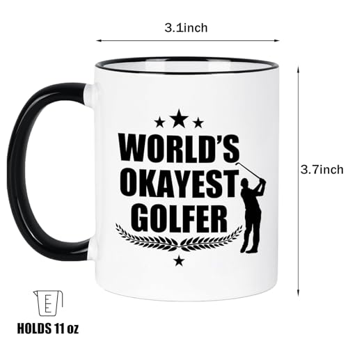 World’s Okayest Golfer Mug - 11 oz Funny Coffee Cup for Dad Husband