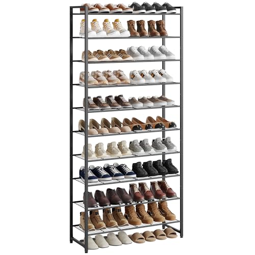 10-Tier Metal Shoe Rack Organizer - Large Capacity 50 Pair Shoe Storage Shelf