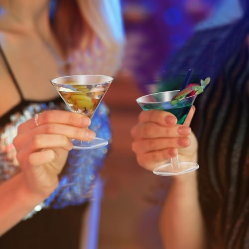 12 Pcs 2 oz Disposable Martini Glasses, Clear Plastic Cocktail Cups for Party