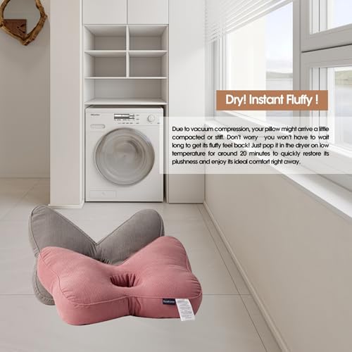 Ear Piercing Pillow for Pain Relief | Adjustable Height & Washable, Mauve Pink