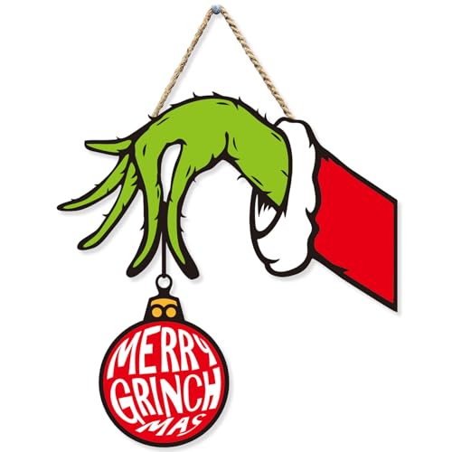Denylo Pro Christmas Style-5 Wooden Door Sign - Red & Green Holiday Decor