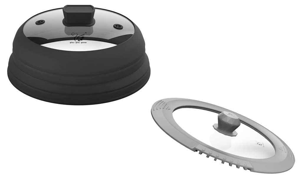 Microwave Splatter Cover And Tempered Strainer Lid with Heat Resistant Silicone