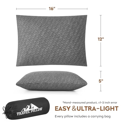 Compressible Shredded Memory Foam Camping & Travel Pillow - 12x16 Inch