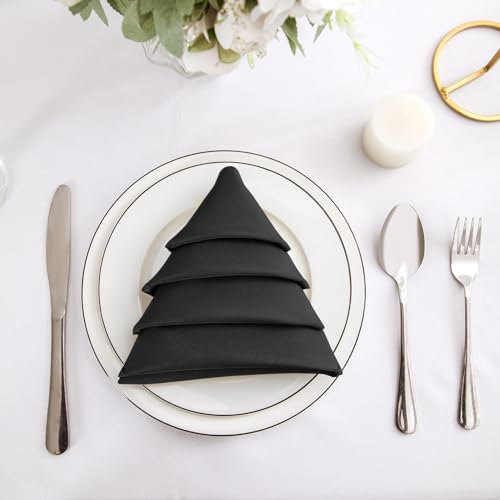 120-Pack Polyester Cloth Dinner Napkins, 17x17 Inch Washable Black Napkins