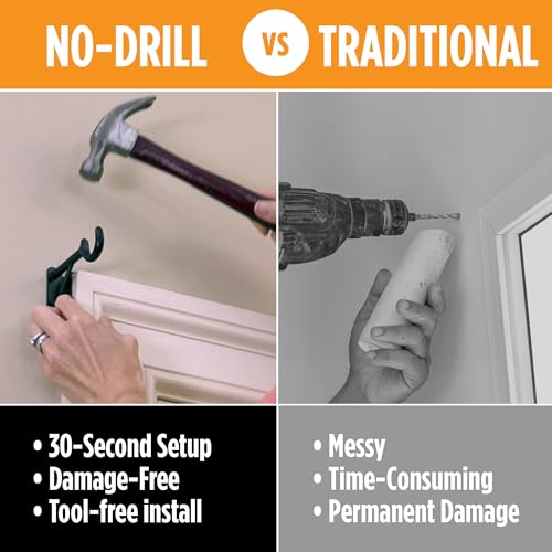 No Drill Curtain Rod Brackets - Damage-Free Wall Mount, 2-Pack