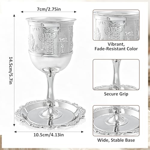 Silver Plated Kiddush Cup and Matching Tray Set for Shabbat and Holidays
