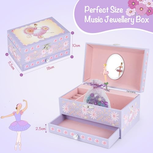 Musical Jewelry Box for Girls with Spinning Dancer, Necklace and Bracelet Set