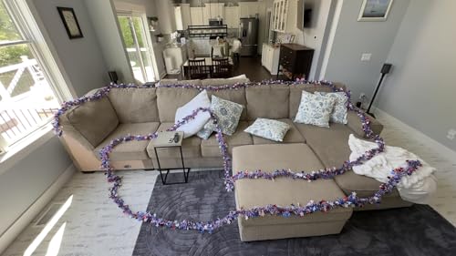 50ft Patriotic Red White and Blue Tinsel Garland - 4th of July Decor