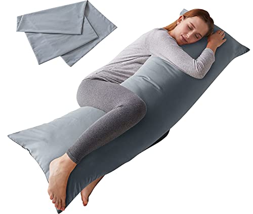 20x54 Inch Soft Grey Body Pillow with Pillowcase - Ergonomic Comfort
