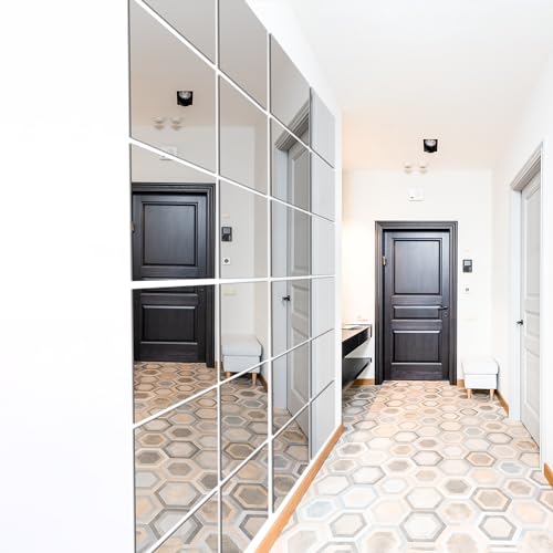 12-Piece Frameless Wall Mirror Tiles, 14"x12" HD Glass for Home Gym