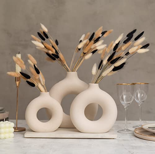 100 Stems Dried Bunny Tails Grass - Natural Black White & Brown Boho Decor