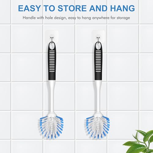 2-Pack Kitchen Dish Brush with Scraper Tip - Stiff Bristle Scrubber