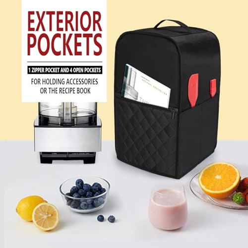 Food Processor Dust Cover with Accessory Pockets, 11-14 Cup Capacity