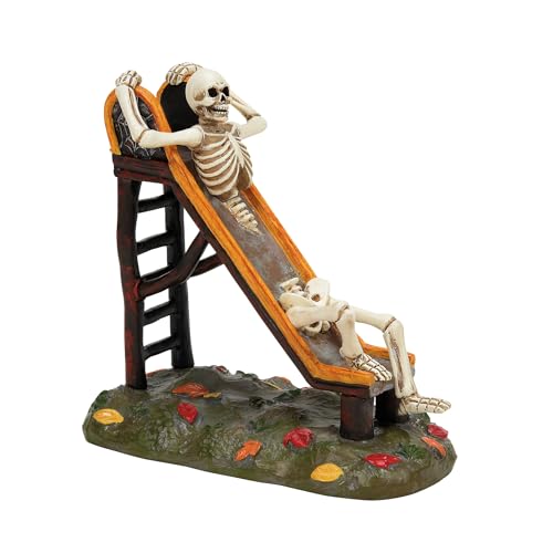 Skeleton Slide Halloween Village Figurine, Hand-Painted Resin, 4 Inch