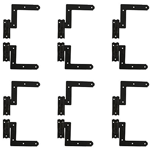 Black Blind Window Shutter Hinges for Wood Frames - 6-Pack Set