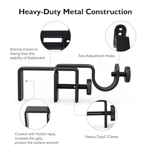 No-Drill Curtain Rod Brackets for Outside-Mount Blinds, 3-Pack