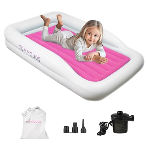 Inflatable Toddler Travel Bed with Safety Bumpers & Electric Pump
