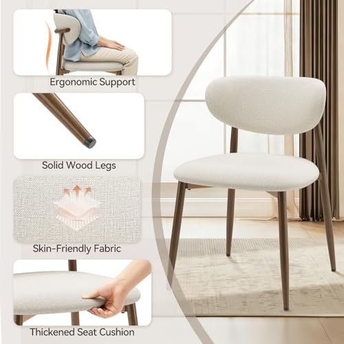 Modern Upholstered Dining Chairs with Metal Legs, Set of 4, Beige