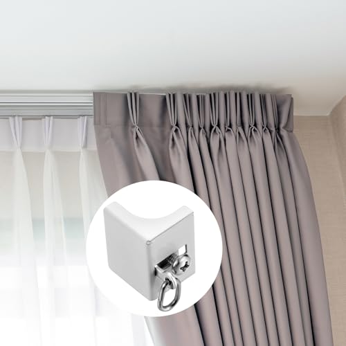 Iron Ceiling Curtain Track End Caps - 4-Pack White Drapery Stops