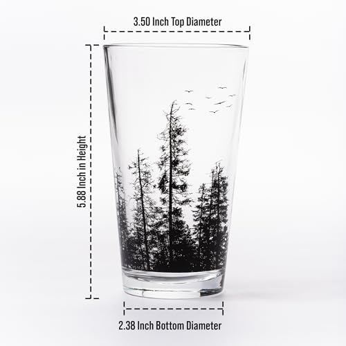 Bigfoot Pint Glass Set - 16oz Rustic Sasquatch Forest Beer Glasses (2 Pack)