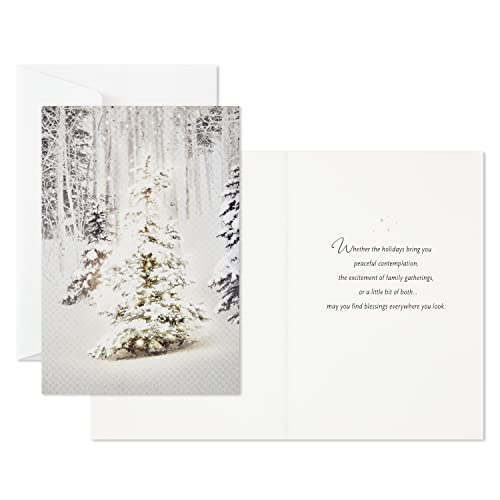 Hallmark Snowy Glowy Tree Christmas Cards Set - 16 Holiday Greeting Cards