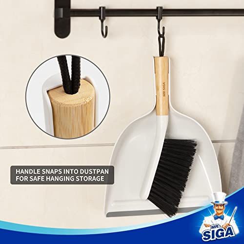 Handheld Dustpan and Brush Set with Bamboo Handle - Portable Cleaning Set