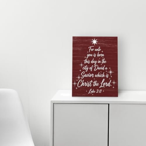 WODMIS Christian Christmas Tree Wall Art Canvas 11x14 Framed Holiday Decor