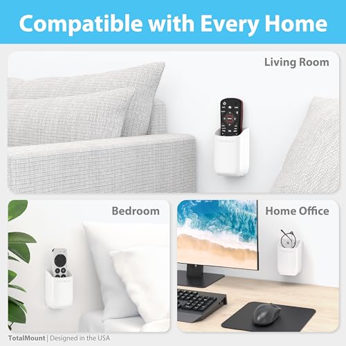Wall Mount Remote Control Holder with Removable Adhesive - White