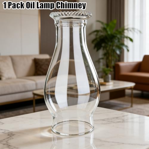 Clear Glass Oil Lamp Chimney Replacement - 3-Inch Fitter x 8-Inch Globe