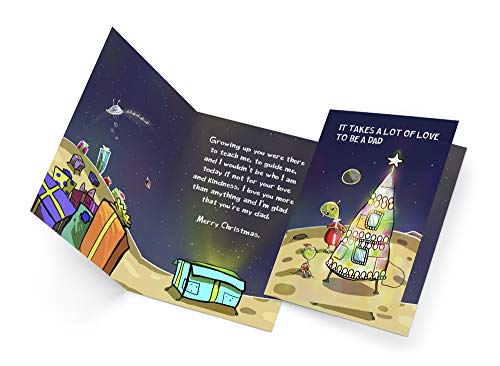Prime Greetings Christmas Card for Dad Made in USA Eco-Friendly Thick Card Stock 5x7.75in with Premium Envelope - For Dad