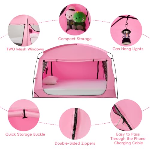 Indoor Privacy Sleep Canopy, 90% Blackout Bed Tent with Breathable Mesh