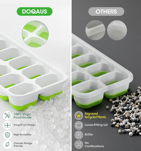 Silicone Ice Cube Trays with Lids - 4 Pack Stackable Easy Release