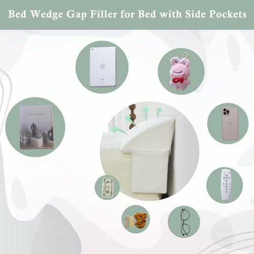 King Bed Wedge Gap Filler Pillow with Side Pockets - 76"x8"x6"