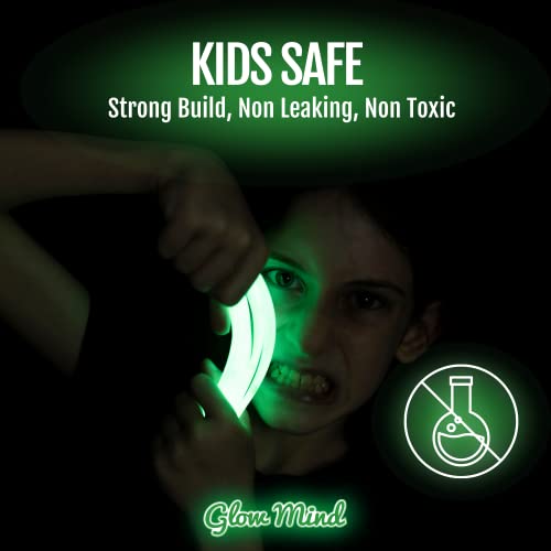 Glow Mind 100 Ultra Bright Glow Sticks Bulk Party Pack with Connectors