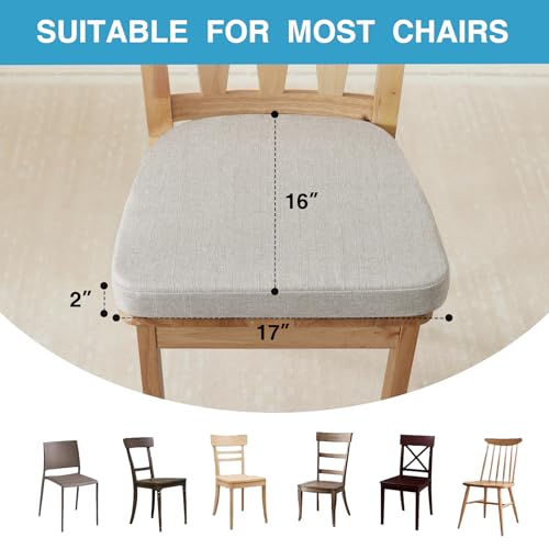 D-Shaped Dining Chair Cushions Set of 4, Non-Slip Kitchen Seat Pads, Beige