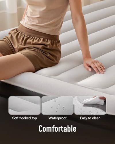 Full Size Air Mattress with Built-in Pump - 18 Inch Inflatable Blow Up Bed