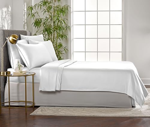 Pure Bamboo King Bed Sheet Set - 100% Organic Viscose, Cooling & Soft White