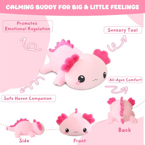TOYSYM Weighted Axolotl Stuffed Animal - Soft Plush Pillow Toy for Kids & Adults
