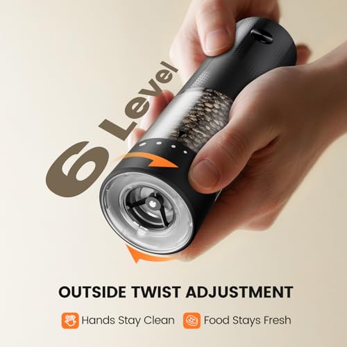 Rechargeable Electric Salt and Pepper Grinder Set - 2-Pack Automatic Spice Mills