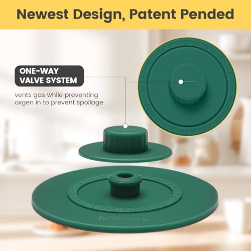 Silicone Fermentation Lids for Wide Mouth Mason Jars with Date Tracker