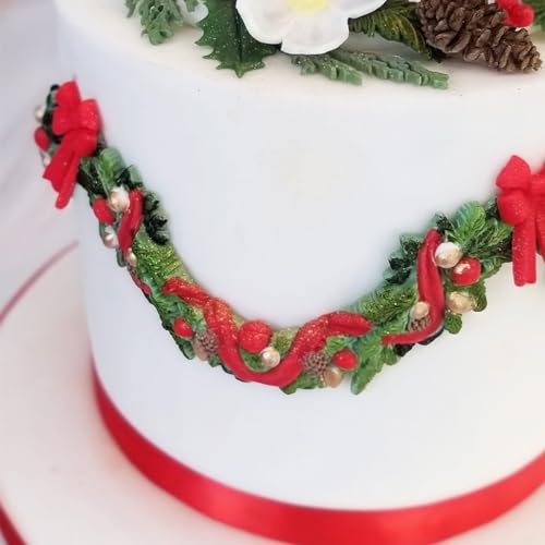 Katy Sue Festive Garland Silicone Mold for Christmas Cake Decorating & Craft