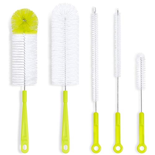 Long Handle Bottle Cleaning Brush Set - 5-Piece Water Bottle & Straw Cleaner