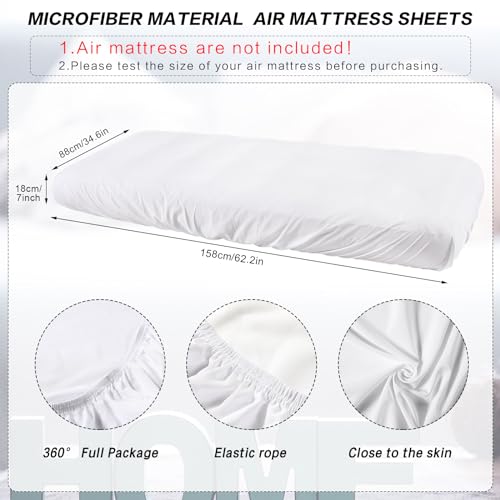 Soft Microfiber Fitted Sheet for Kids Air Mattress, 62 x 35 Inch, White