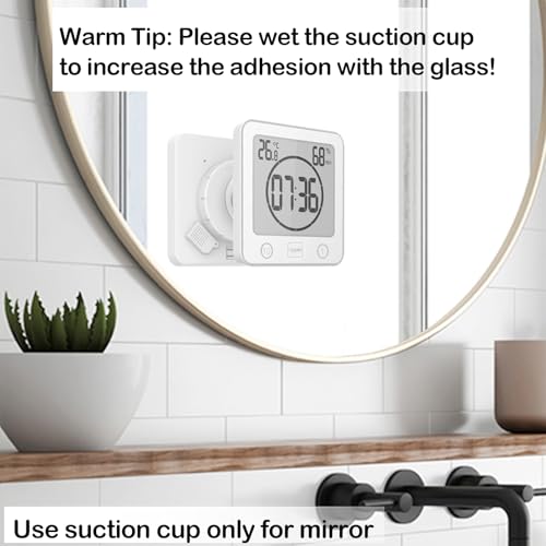 Waterproof Digital Shower Clock and Timer with Temperature & Humidity