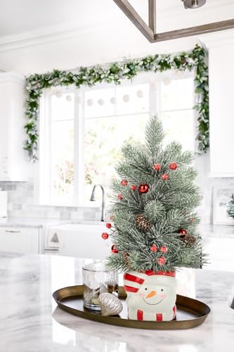 Hollyone Style 3 16.5in Christmas Potted Snowman Tree with Vase - Mini Desk Deco