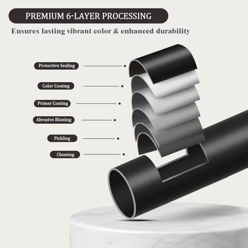 Black Heavy-Duty Adjustable Curtain Rod with Finials, 1-Inch (66"-120")