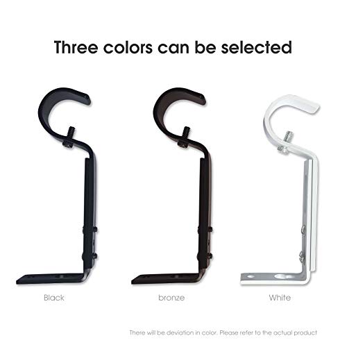 Adjustable Heavy Duty Curtain Rod Brackets - Fits 1-Inch Rods, Set of 3