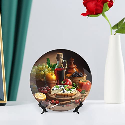 6-Inch Decorative Ceramic Plate with Display Stand for Wall or Table