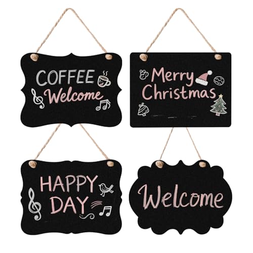 Wooden Double-Sided Chalkboard Sign, 9x6.7 Inch Erasable Message Board
